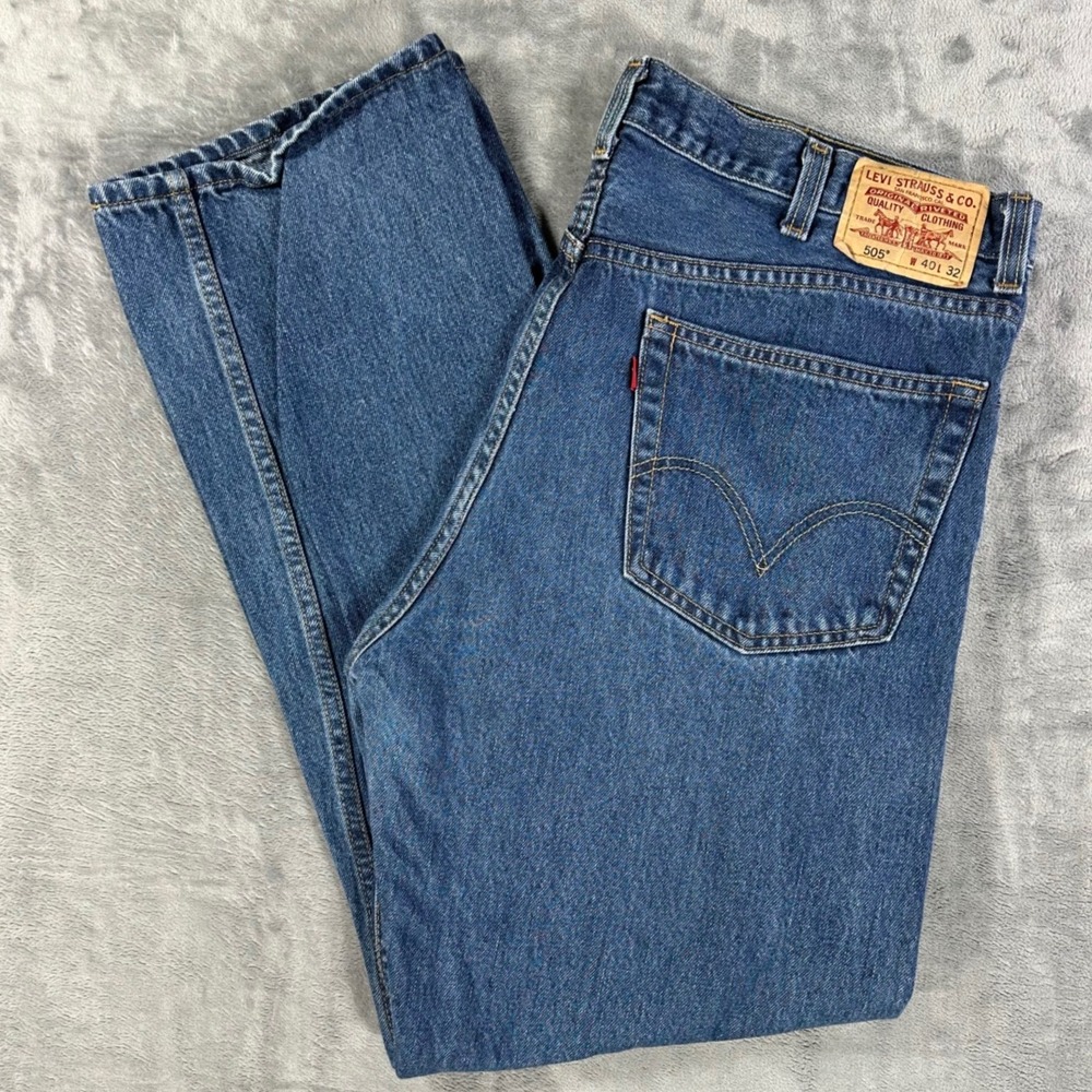 Levi's 505 Regular Fit Straight Leg Jeans Men's 40x32 Blue Medium Wash Denim